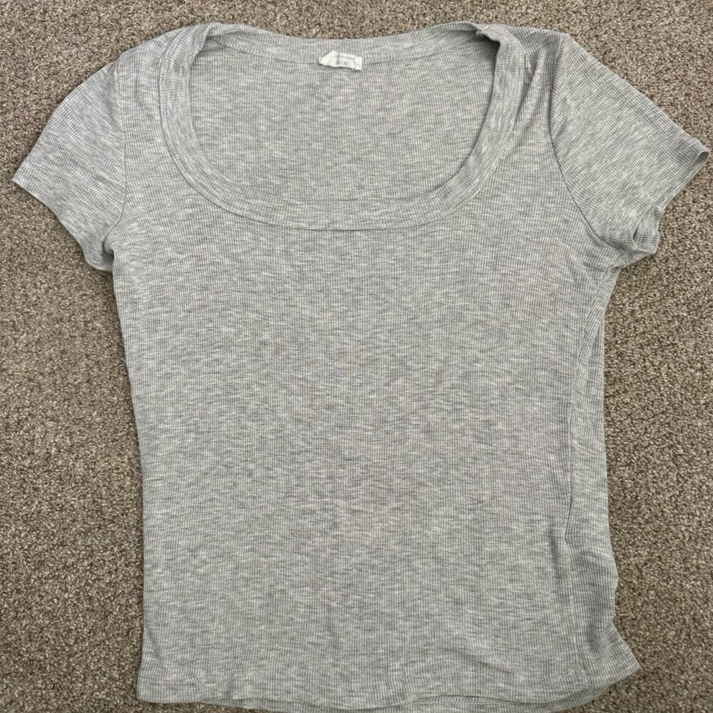 Cotton On Womens Gray Stretch Cropped Top Sz M